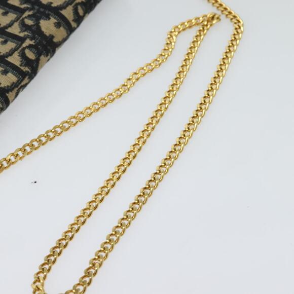 DIOR Trotter Canvas Chain Shoulder Bag Navy Gold - Picture 7 of 12